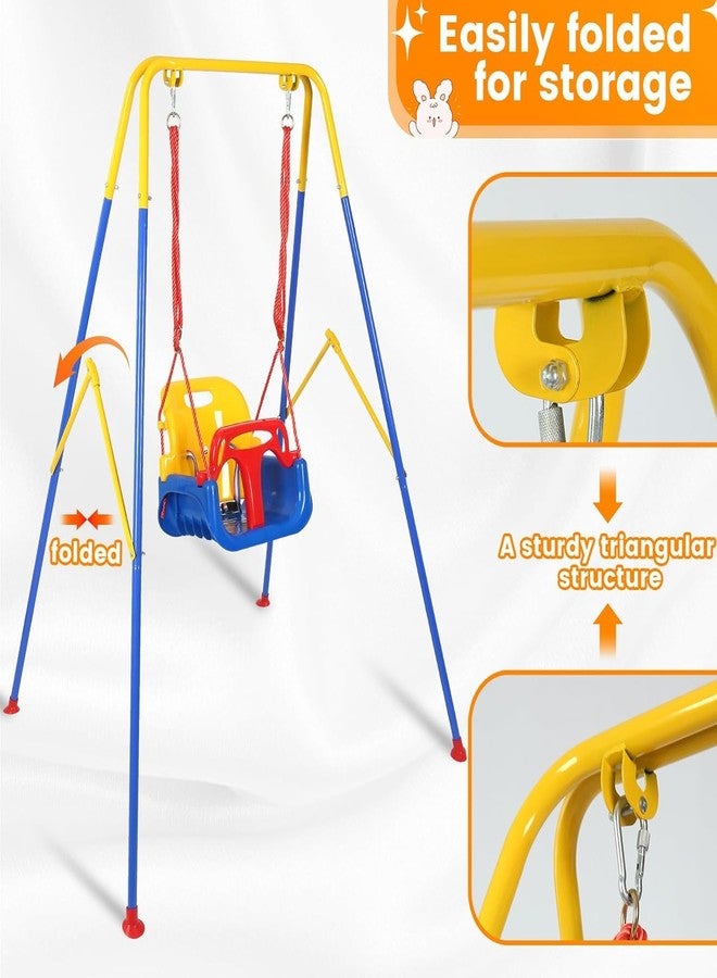MAPPLE CREATION Toddler Swing Set with Frame Indoor & Outdoor Baby Swing with Foldable Metal Stand Kids Swing Set for Backyard, Easy to Assemble & Store, Blue - Image 5